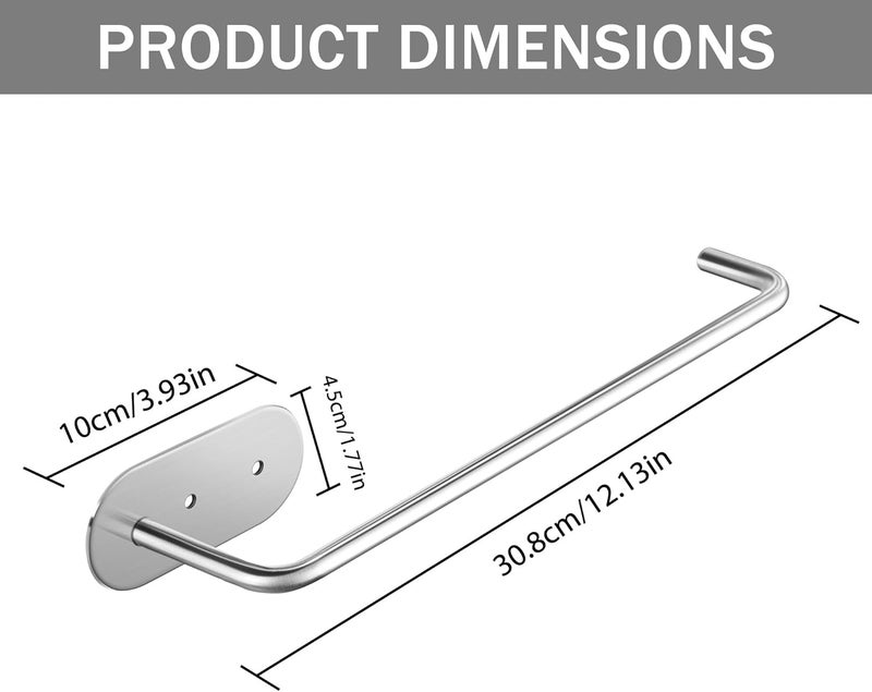 SUNTECH Paper Towel Holder Under Cabinet 2 Packs,12Inch Paper Towel Rack Wall Mount,Self Adhesive or Drilled Paper Towel Holder for Kitchen, Bathroom,Stainless Steel - Image 4